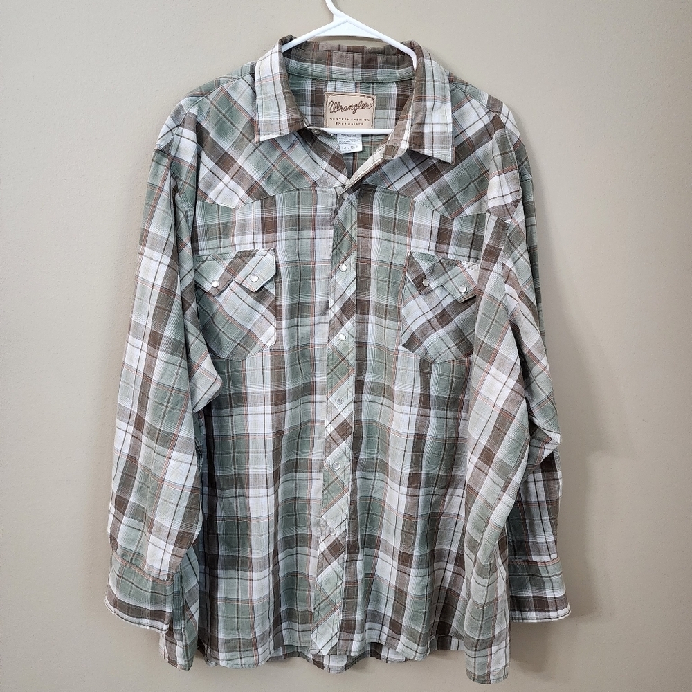 Wrangler Size 3XL Western Vintage Casual  Pearl Shirt Longsleeves. Cowboy, Ranch